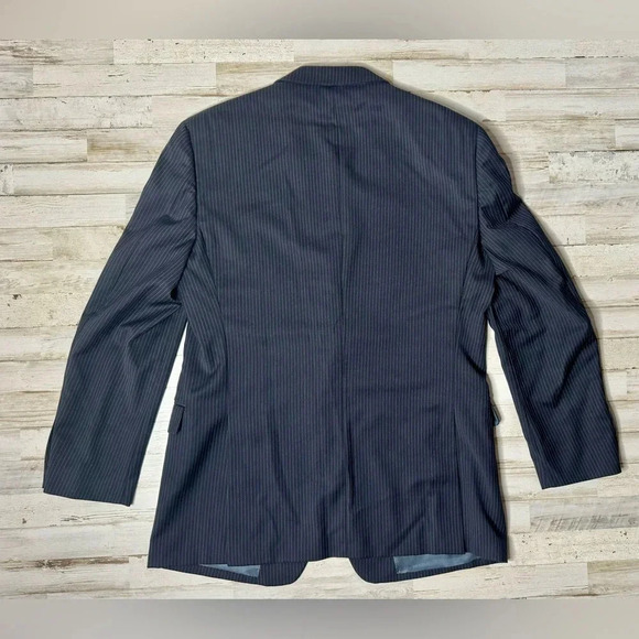 Tommy Hilfiger Jacket Black Striped 100% Wool Twill Blazer Sport Coat 44L - Picture 6 of 12